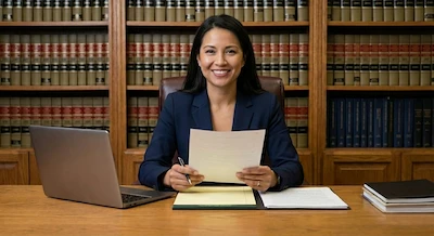 Abogada especialista revisando caso